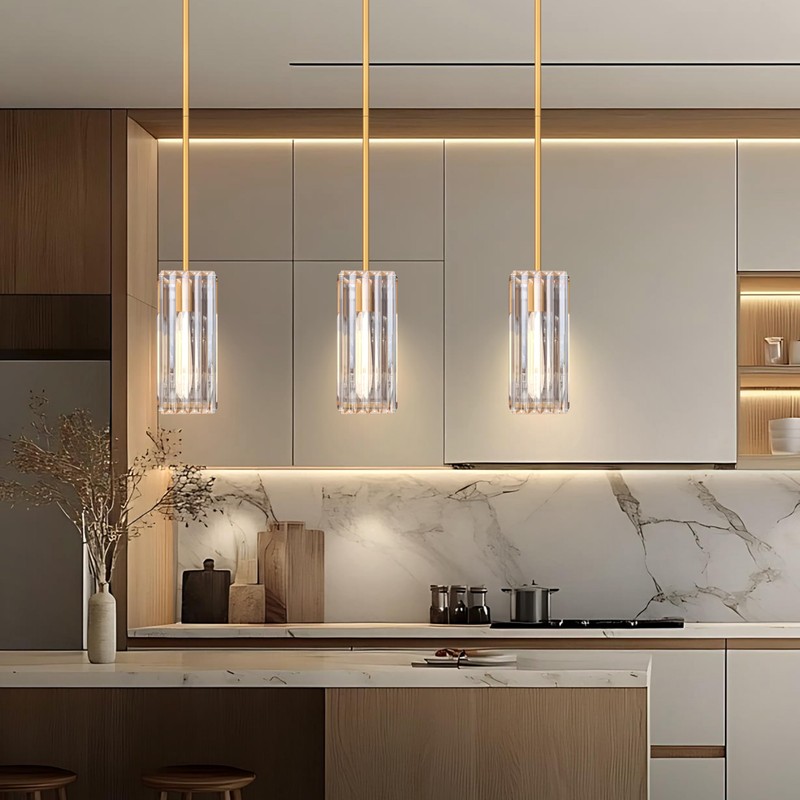 GOOUQA Crystal Pendant Lights for Kitchen Island - 10" Gold