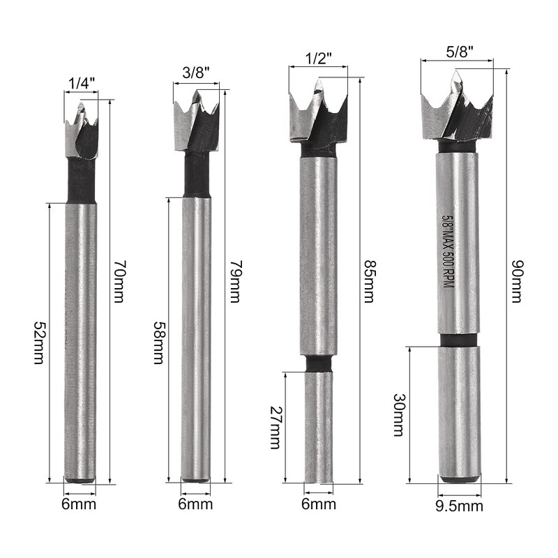 sourcing map Forstner Wood Boring Drill Bit, Hole Puncher, 1/4"