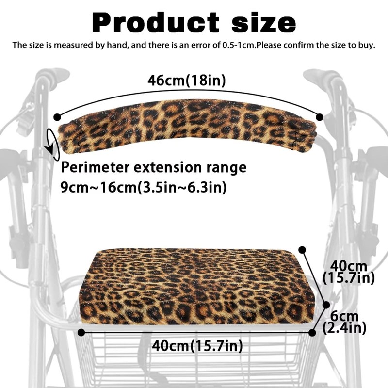 Gomyblomy Leopard Print Rollator Walker Seat and Backrest Covers Dust