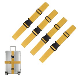 4Pcs Luggage Straps for Suitcase Travel Accessories Luggage Belt with Buckle Closure, Adjustable Luggage Belt for Travel Bag Closure, Luggage Security(Yellow)