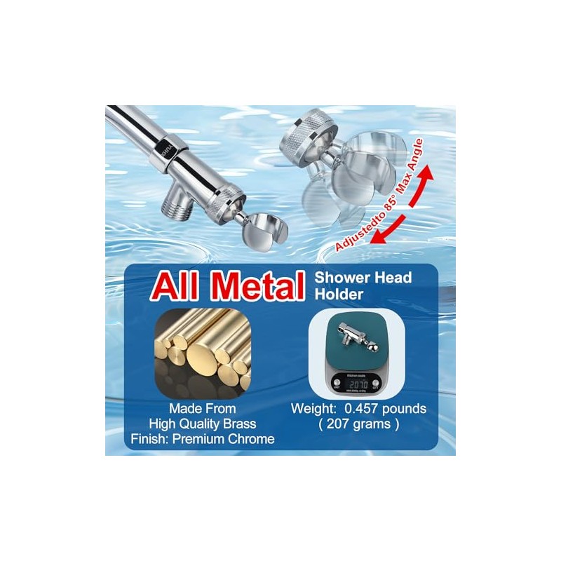 Shower Head Holder All Metal, Brass Adjustable Shower arm Bracket