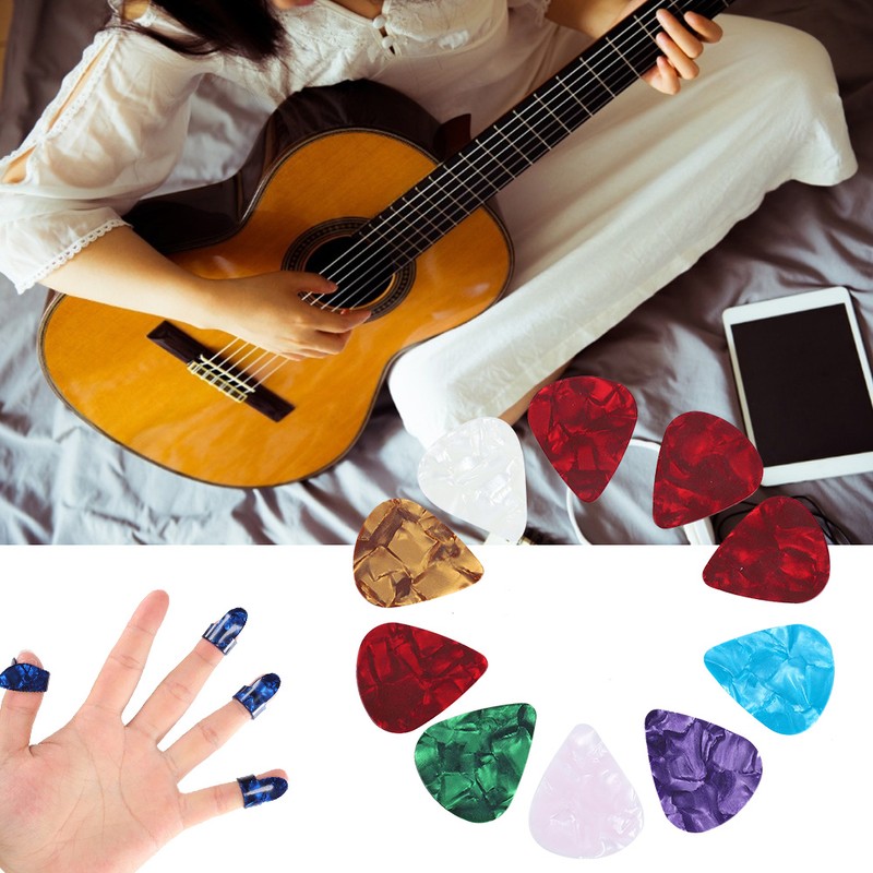 Guitar Accessories Kit 10 Celluloid Pick 4 Guitar Slider 8