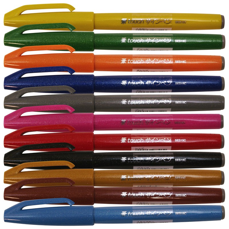 Pentel SES15C-D felt-tip pen with flexible brush-like tip green