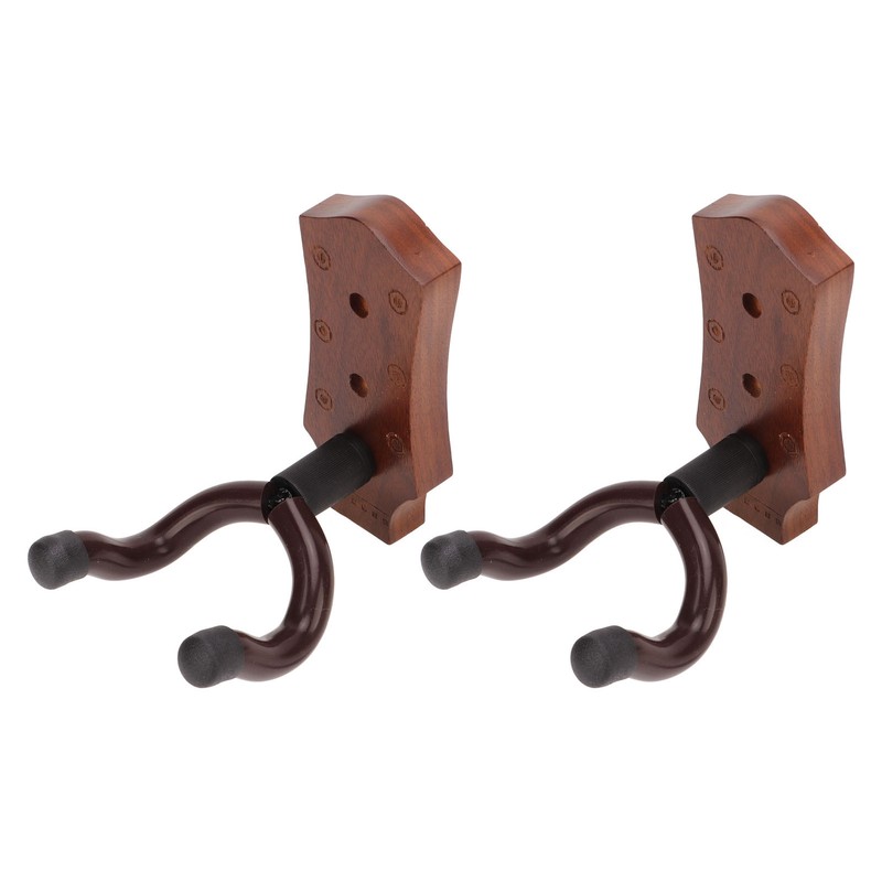 2pcs Guitar Wall Hanger Elegant Black Walnut Guitar Wall Mount