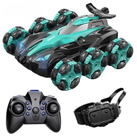 Generic Spray 6 ruedas Rc Stunt Car Pulverización 360 grados Flip Rotating Drift Doble cara Rc Cars Juguetes de Control remoto LRE (Green)