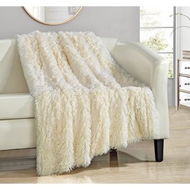 Chic Home Elana Shaggy Faux Fur Supersoft Ultra Plush Decorative Throw Blanket, 50 x 60, Beige