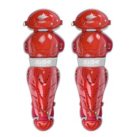 All-Star Top Star Series Leg Guards - Scarlet Red, 15", Ages 12-16 - Baseball Accessories, Baseball Equipment Kit