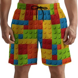 GEPOS Men's Swim Trunks with Funny Print Quick Dry Swimsuits Beach Shorts with Pockets Summer Gifts