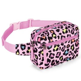 Choco Mocha Kids Fanny Pack for Girls Fanny Pack Ages 6-8 8-12 Belt Bag for Girls Toddler Fanny Pack Gift, Cheetah Pink