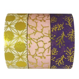 Allydrew Pink and Purple Metallic Washi Masking Tape (Set of 3), 10M L x 15mm W