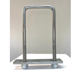 U Bolt Square M10 50mm Inner Width x 120mm Length with Back plate, Hex Nuts and Washers (2)