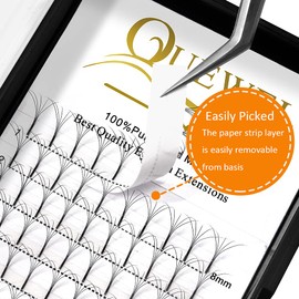 Pre Made Fan Eyelash Extensions 5D 0.10 C Curl 8mm Long Stem Premade Fans Volume Eyelash Extensions Pre Made Russian Volume Eye Lashes Long lasting Pre Fanned Russian Lashes (5D 0.10C 8mm)