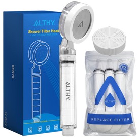 ALTHY Shower Head with Filter, High Pressure Water-Saving Shower Head, Calcium Sulphite + PP Water Filtration for Removing Chlorine, Particulate Pollution and Heavy Metals (Contains 1CS + 4PP Cotton)