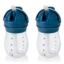 OXO TOT Transitions Straw Cup, Navy, 9 Ounce (2 Pack)
