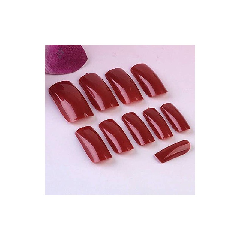 ENFORTEN 500pcs Dark Red ABS Plastic French Full False Fake