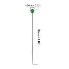 PATIKIL Sewing Pins, 100 Pcs 1.5 Inch Pearlized Ball Head Pins Straight Pin for Fabric, Decorative, Cloth Making, DIY, Dark Green