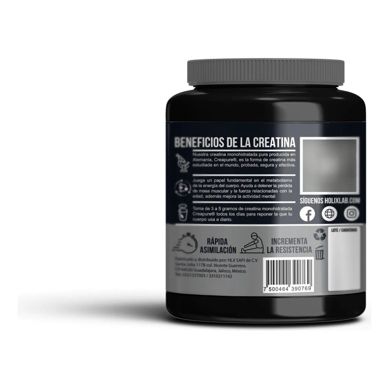 Holix Lab Creapure Creatina Monohidratada 500g 100 Serv. Sfn Sin