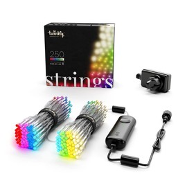 Twinkly Strings 250 LED RGB+ Weiß, LED-Lichterkette, Smarte LEDs für den Innen- und Außenbereich, Kompatibel mit Home Kit, Alexa und Google Home, Gaming, IP44, App-Steuerung, Transparentes Kabel, 20m