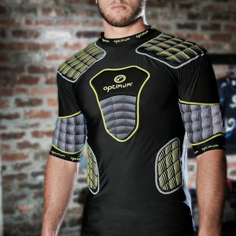 Optimum Boy's Atomic Protective Shoulder Pads - Black/Yellow/Grey, Mini