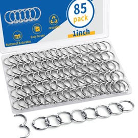 Binder Rings 1 Inch 85 Pcs- Nickel Plated Silver Metal Rings for Index Cards & Key Rings- Loose Leaf Binder Rings for Book Rings, Paper Rings- Heavy Duty Ring Binder Clips for School Office, Home