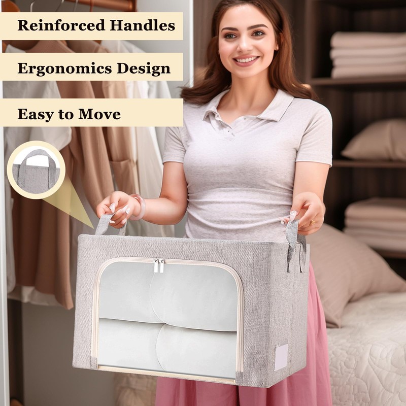 combocube 3-Side Zippered Openings Clothes Storage Bins with Thick Metal