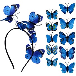 (11pcs) 10 Butterfly Hair Clips and 1 Butterfly Headband Party Headband Headpiece Hair Accessories for Wedding Party Costume Women Girls
