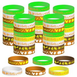 OriniPlay 48PCS Hallo Fall Party Rubber Bracelets Happy Autumn Thanksgiving Party Birthday Party Supplies Decorations Goodie Bag Favors Silicone Wristbands