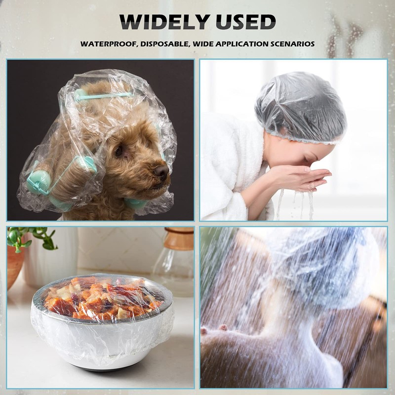 100PCS Disposable Large Shower Caps - 50CM Plastic Elastic Bath