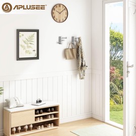 APLusee Swivel Towel Hooks Polished Chrome, 304 Stainless Steel 3 Arms Foldable Bathroom Robe Towel Hook, Shower Coat Hook, Wall Kitchen Holder, 2 Pack