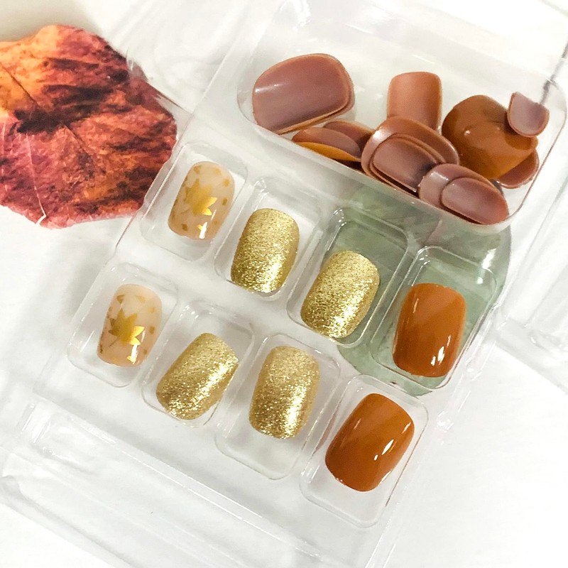 Thanksgiving Press on Square Nails Short Length Glossy Full Cover