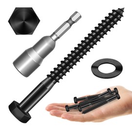 (12Sets) 5/16" x 3-1/2" Hex Head Lag Bolts, Heavy Duty Lag Screws with Washers, 304 Stainless Steel Bolts 18-8, Lag Screws Wood Screws, Partial Thread Black Oxide, 5/16 Bolt by Mywish