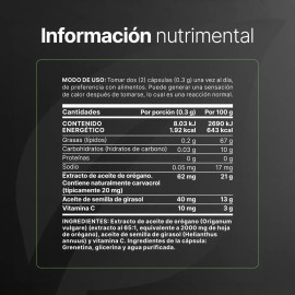 Aceite Orégano 300 Caps Oregano Oil Life Sabor