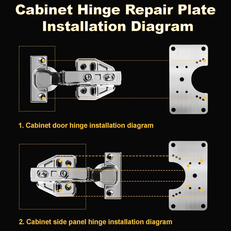 6 Pcs Cabinet Hinge Repair Replacement Kit, Stainless Steel Cabinets