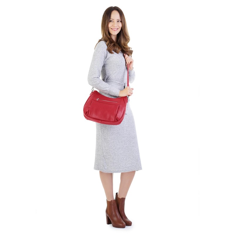 Samantha Look Women's Genuine Leather Shoulder Bag, Made in Italy,