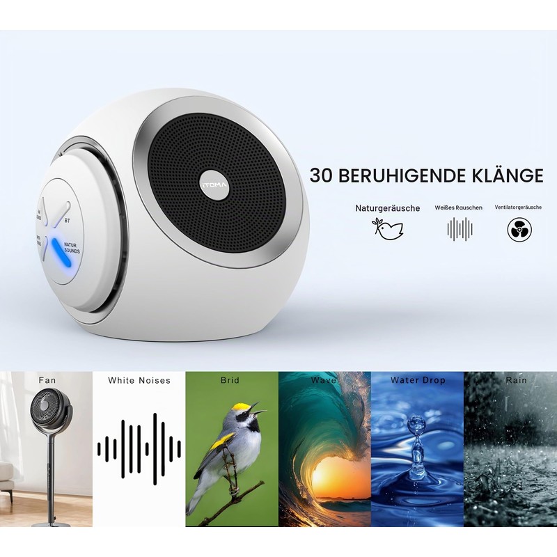 White Noise Machine, White Noise Sound Machine with 30 Soothing