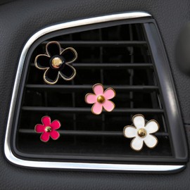 4 Pcs Metal Daisy Air Vent Clips Flower Car Air Freshener Clip Air Conditioning Outlet Clip Bling Charm Car Inter Decor Accessories for Girls Women