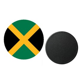 Set Of 4 Jamaica Synthetic Leather Round Coasters And Gift Box