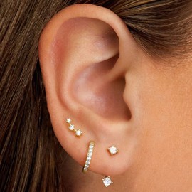 SELSHE Gold Earrings for Women,Dainty Stud Earrings 14k Gold Plated Earrings Set Cute Small Gold Hoop Earrings Hypoallergenic Gold Stud Earrings Simple Cartilage Earrings for Women Trendy Gold Jewelry