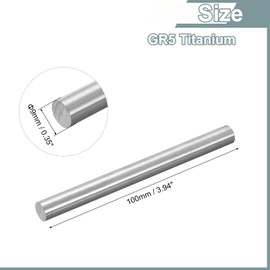 uxcell 1Pcs GR5 Titanium Rod, Dia 9mm 0.35" Length 100mm 3.94" Metal Solid TC4 Titanium Alloy Round Bar Rod Stock for Model Plane Cars Ship DIY Craft Metal Working