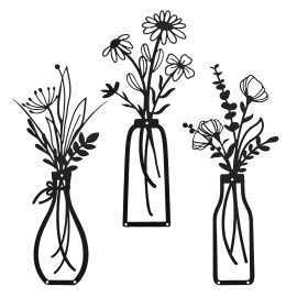 Delivery Within 3 Days: Modern Black Vases, Metal Wall Decorations, Easy to hang Murals in the Living Roomcolor: Black, size: 3 Combination Sets