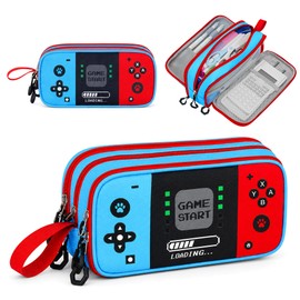 Duzieda Pencil Case for Boys, Large Capacity Pencil Pouch with Zipper Compartments, Gamer Pen Bag Organizer for School Kids Teens