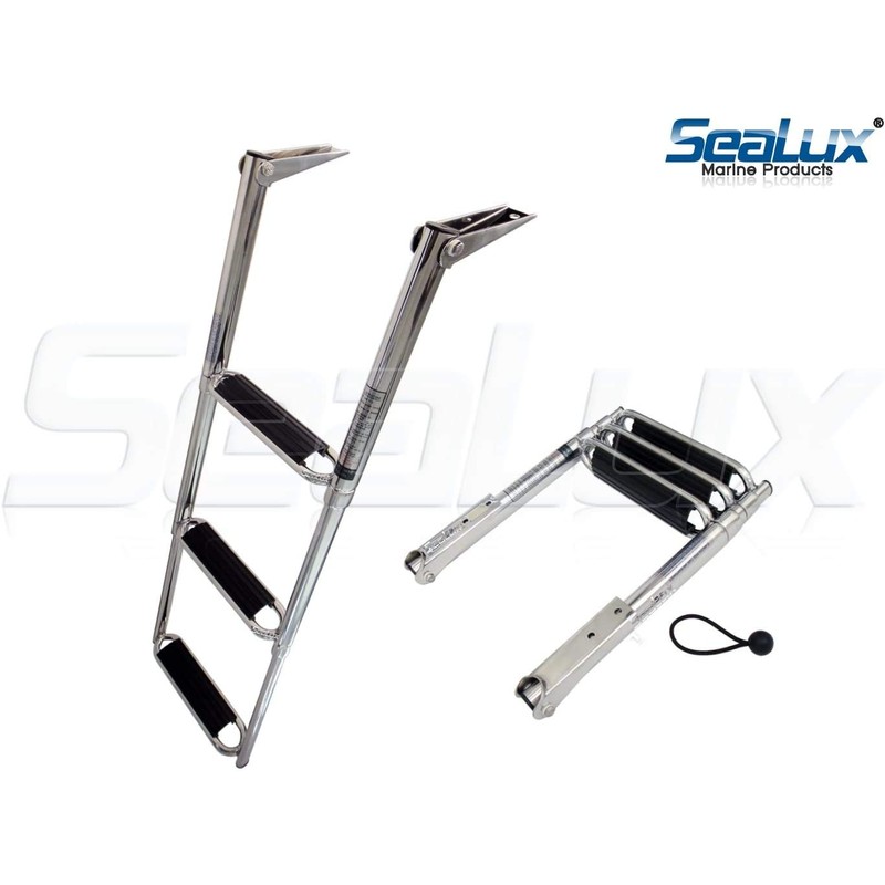 SeaLux Marine Ergonomic Oval Tubing 3-Step Drop Down Boarding Ladder