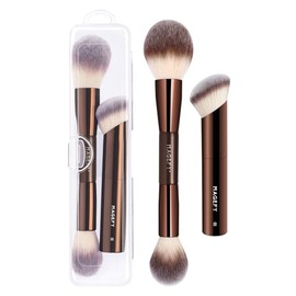 MAGEFY 2 Piezas Brochas de Maquillaje de Doble Punta, Set de Brochas para Maquillaje con Base de Maquillaje, Mezcla de Polvo, Corrector, Crema, Colore