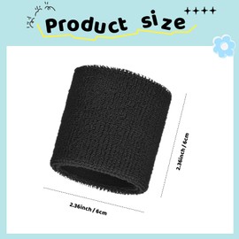 Bememo 12 Pack Sweatbands Paris Sports Competitions Wristband Cotton Sweat Band for Men and Women, Good for International Sports Party, Tennis, Basketball, Running, Gym(2.36 Inch,Black)