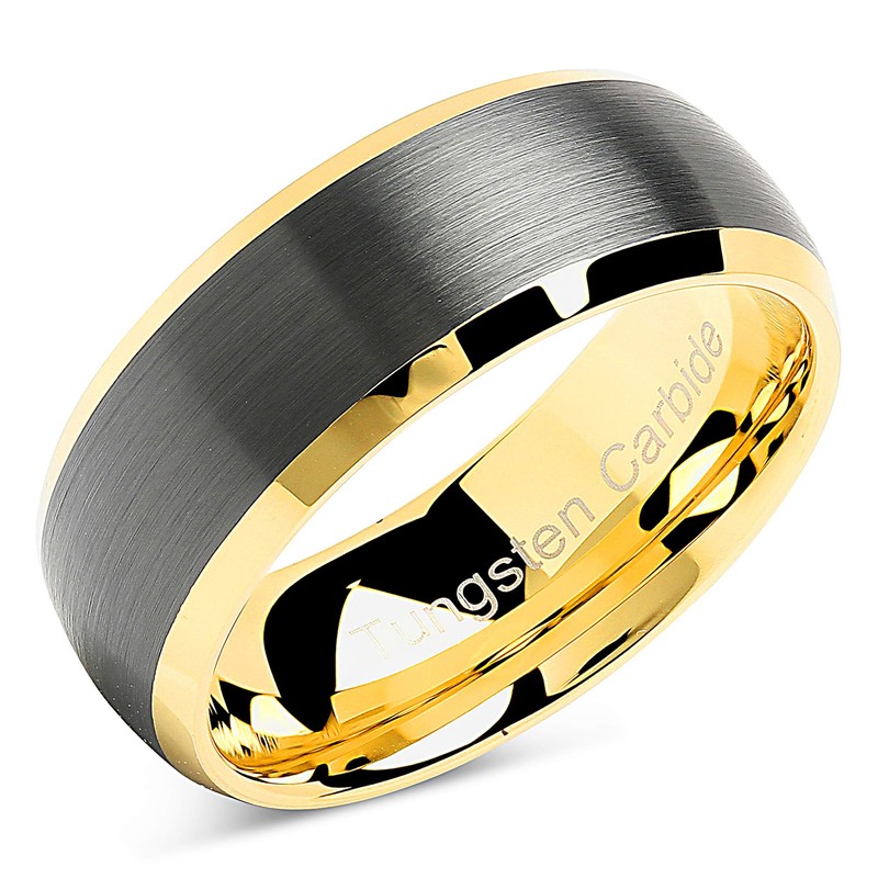 Tungsten Rings For Men Women Wedding Band Black Matte Gold