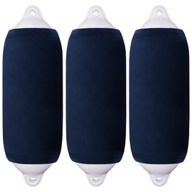 Boat Fender Covers 8" x 22" Fender Covers Marine Boat Bumper Sleeves for Polyform G-5/HTM-2/F-2/Taylor Made Big B 8x20/Super Gard 8.5x26 Twin Eye&Center Rope Tube Style Fenders,Navy Blue,3-Pack