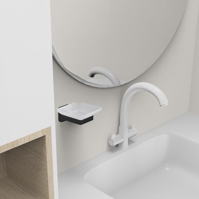 JASSFERRY Soap Dish Holder for Shower Black Wall Mounted Square