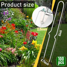 Yaocom 100 Pcs 6 Inch Drip Irrigation Stakes Garden Pins Metal U Shape Landscape Soaker Hose Stakes Irrigation Parts for Securing Boundaries Ground, Hold Drip Tubing up to 1/2" 5/8'' Diameter