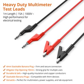 Proster Multimeter Messleitungen Set 4mm Bananenstecker zu Krokodilklemmen Kabel Doppelendig 15A 1000V Multimeterleitungen 1m/3,3ft für Multimeter