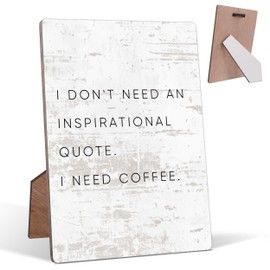 Modern Wall Decor, 5x7" Wooden Sign with Stand and Hook, Minimalist Office Decorations, Funny Desk Signs, Coffee Signs for Coffee Station, Application to Office Kitchen Desk Decoration